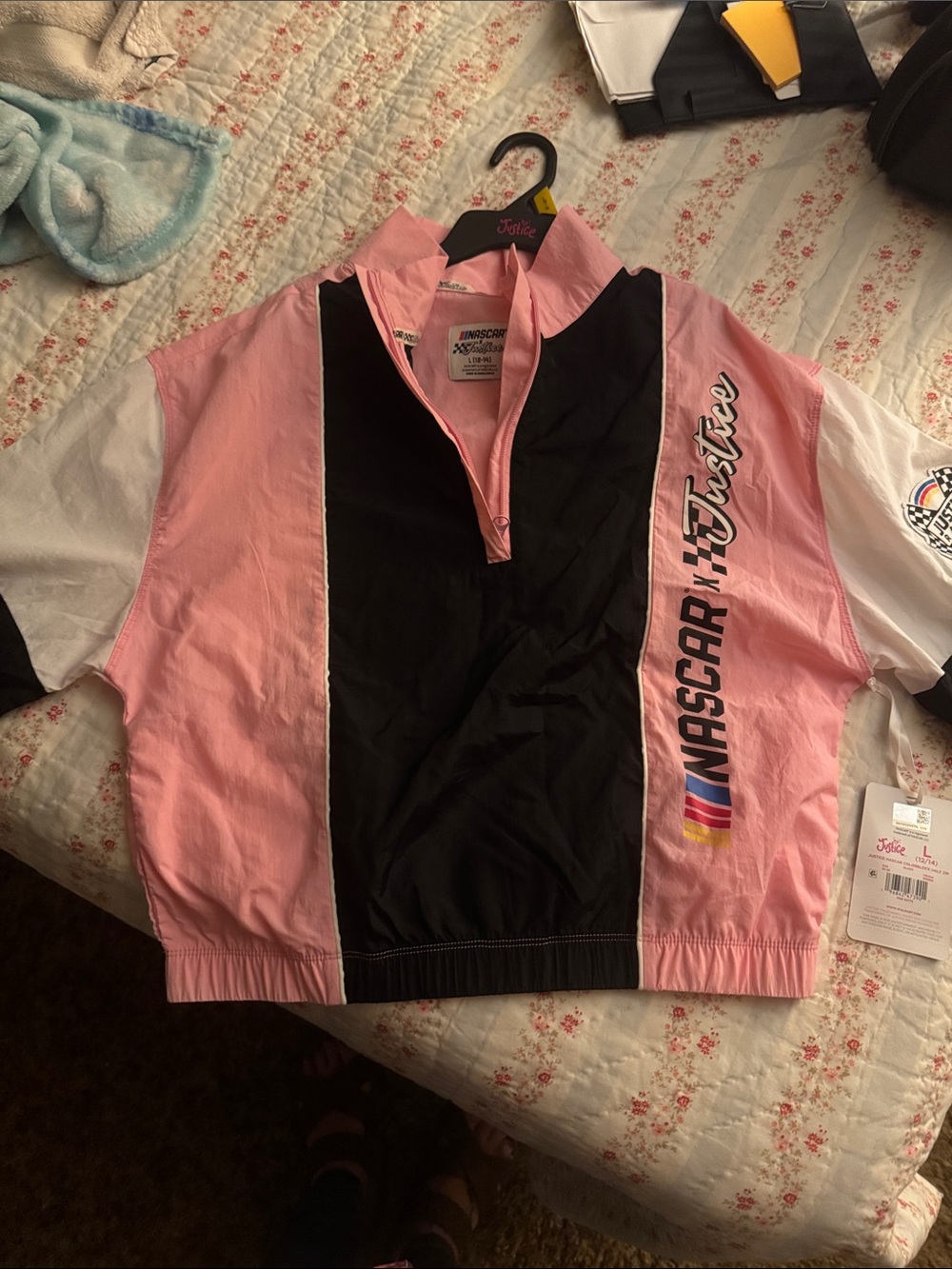 Justice Pink & Black NASCAR Short-Sleeve Windbreaker